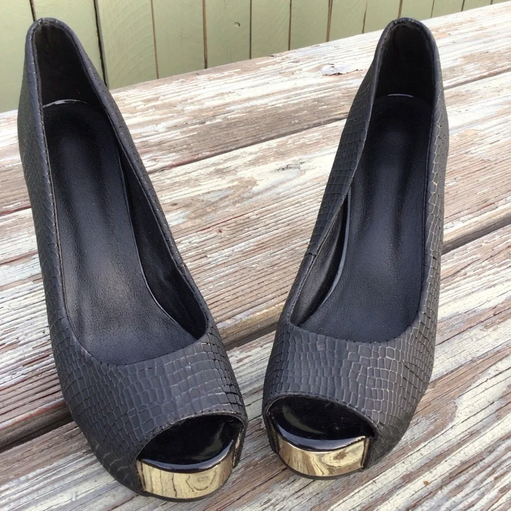 Sexy BlackPeep Toe Women Water Proof Platform Pump size 44